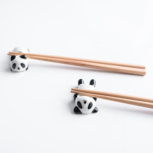 创意陶瓷小熊猫摆件筷托 卡通熊猫筷架枕餐桌厨房餐具用品 筷子架
